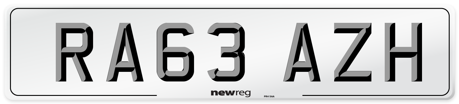 RA63 AZH Number Plate from New Reg